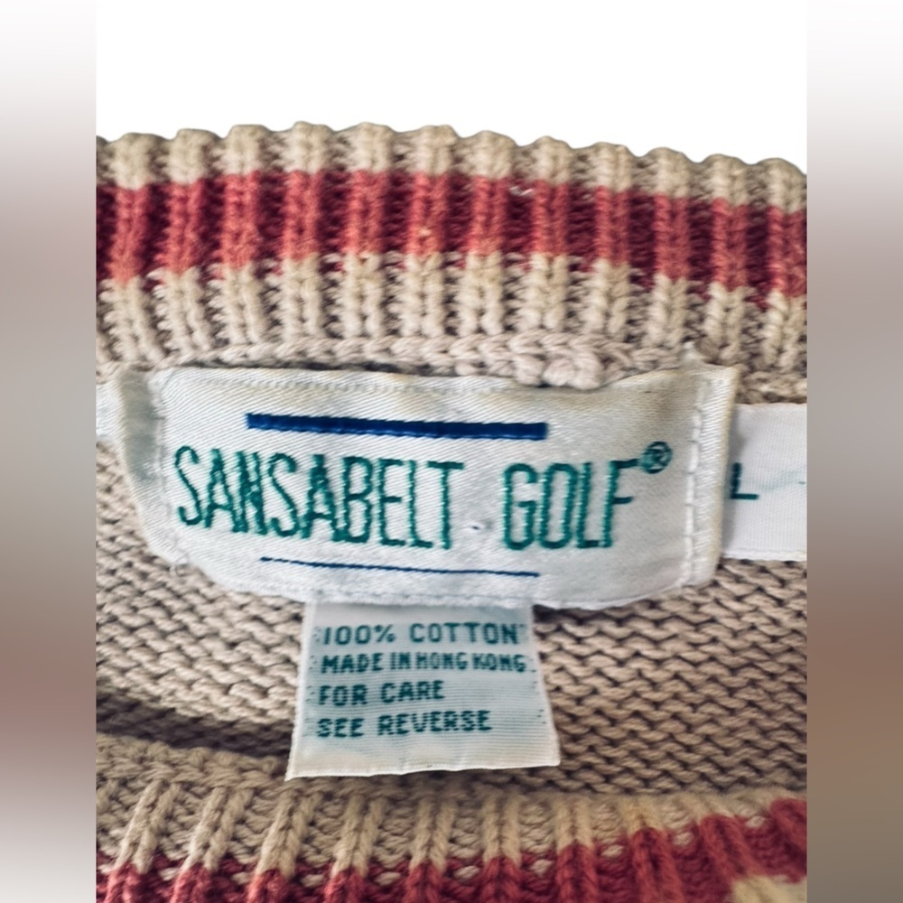 Vintage Sansabelt Golf / Sport Sweater, Men’s L, 100% Cotton, Bold Print - Picture 4 of 8